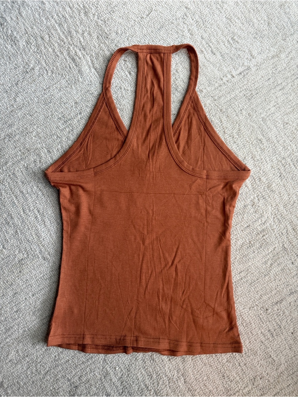 Ribbed V-Neck Racerback Tank Top - Rust - Picture 2 of 2